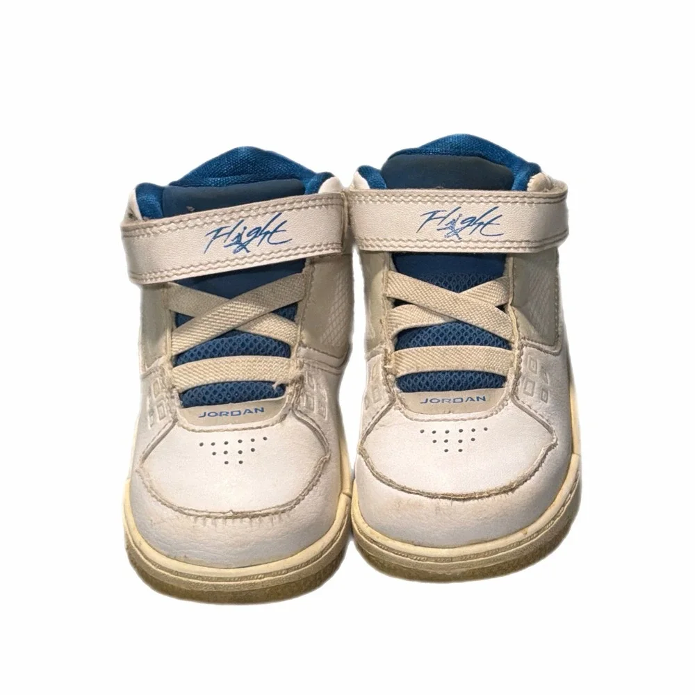 Jordan Flight 45 High Toddler White Blue Sneakers 512238-105 Size 7C